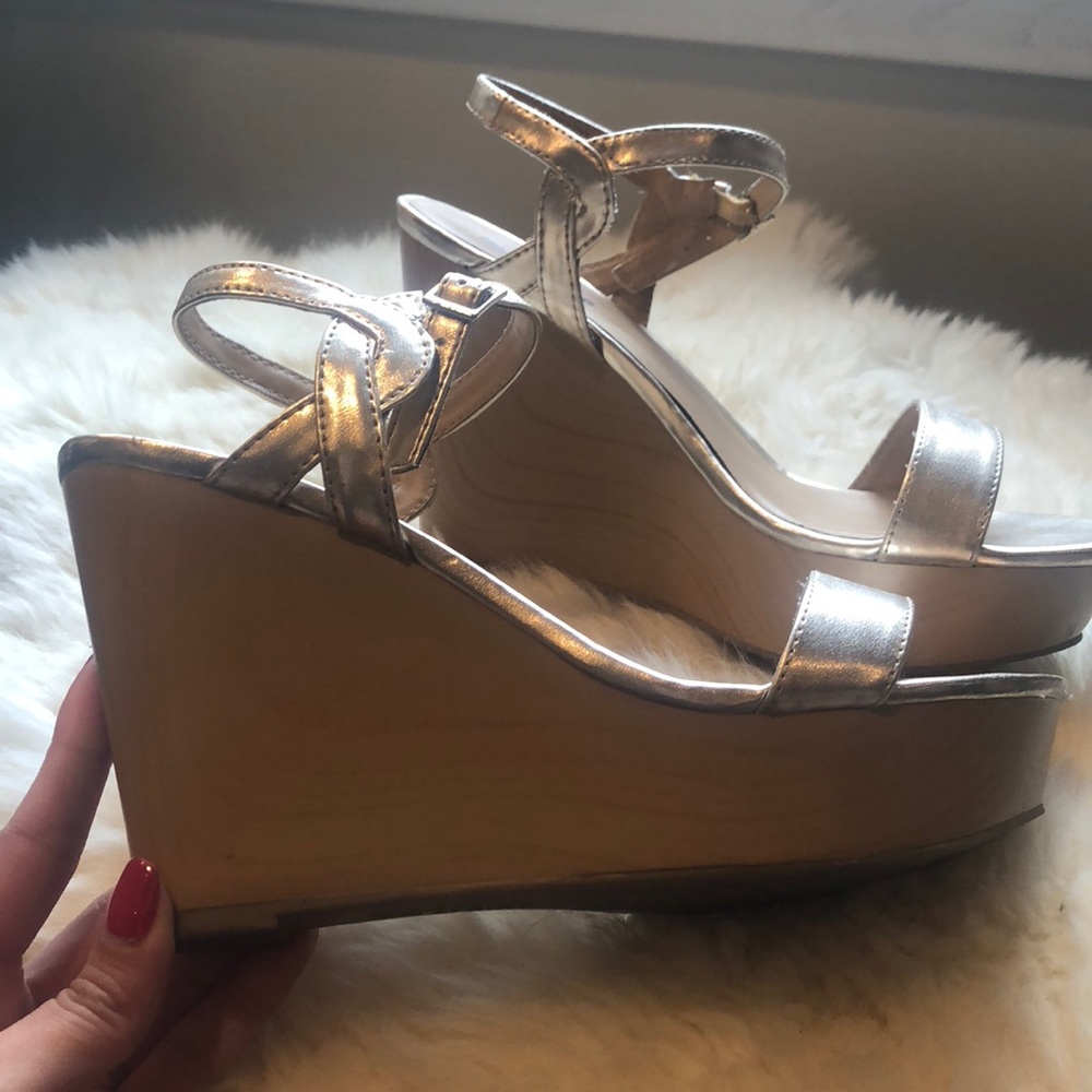 Soft Metallic Gold + Wooden Wedge From ALDO